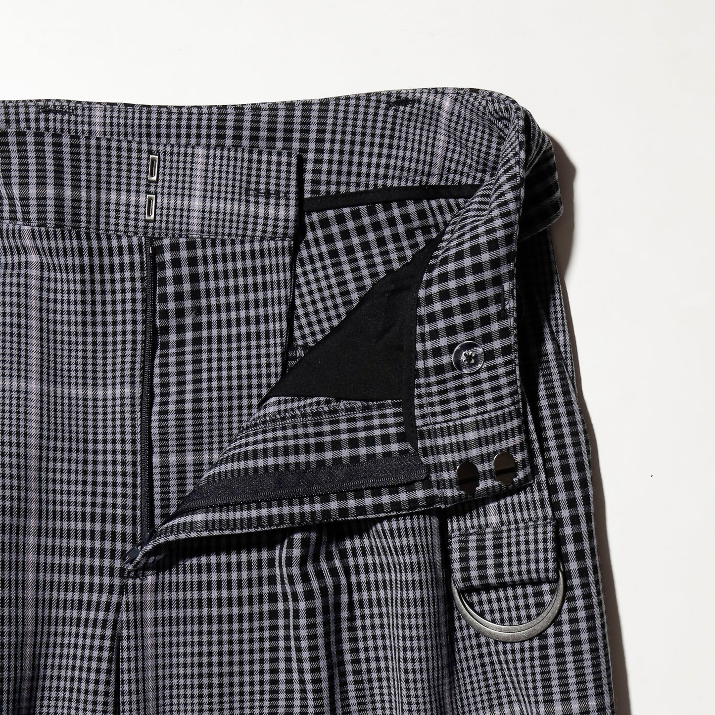 vintage belted glen check wide slacks