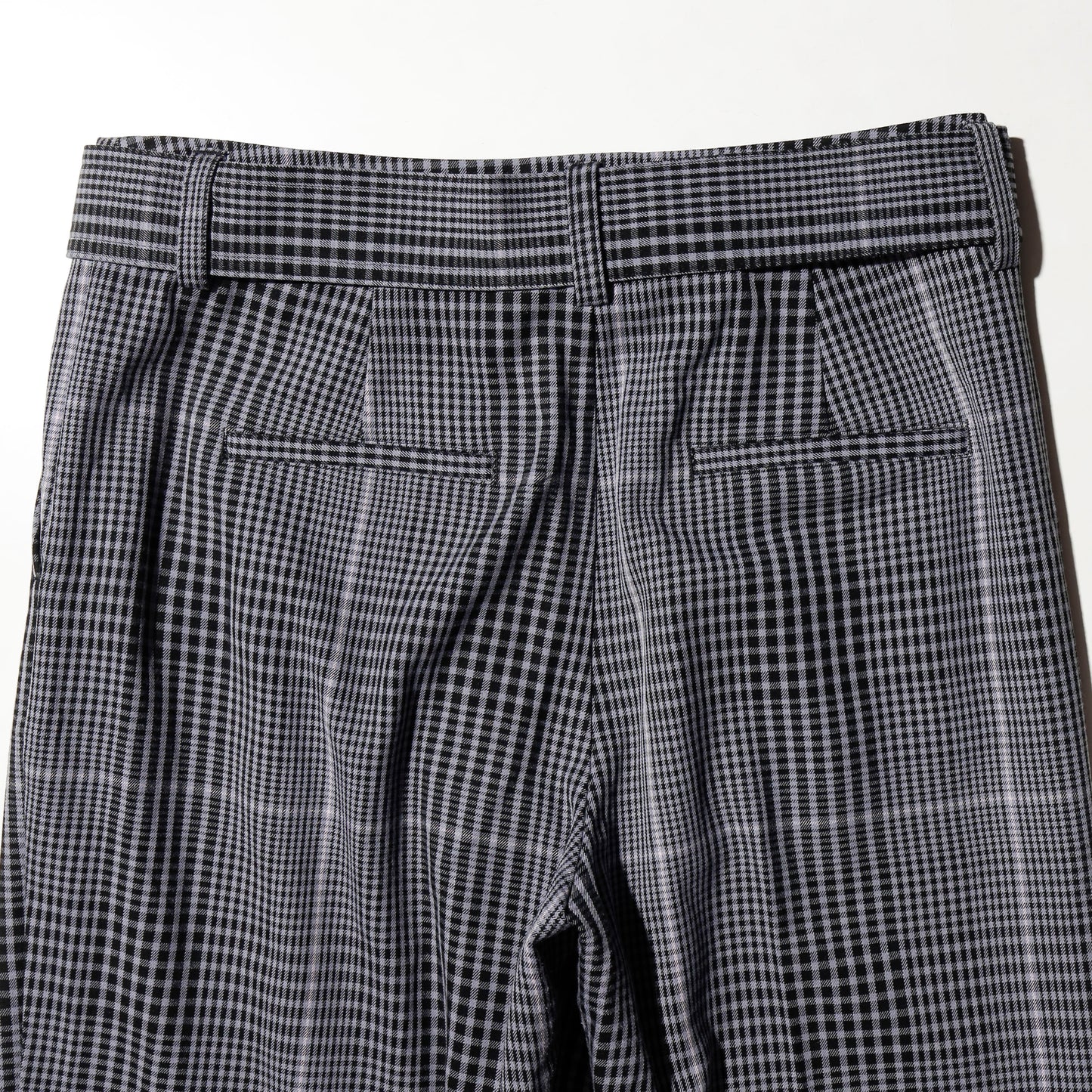 vintage belted glen check wide slacks