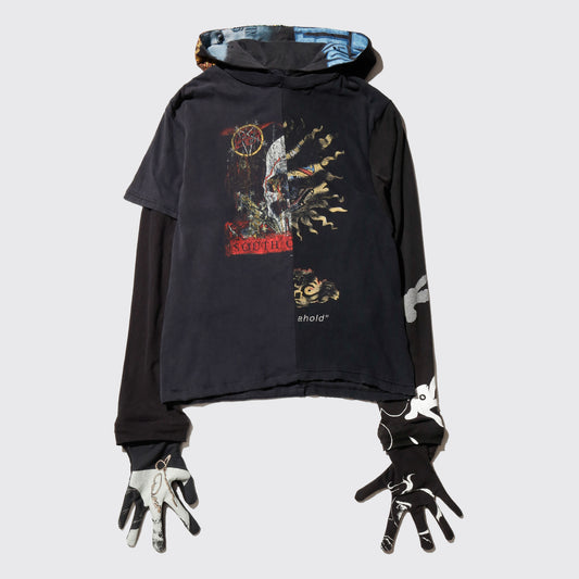 *one-off hybrid hooded cut sew, with detachable gloves