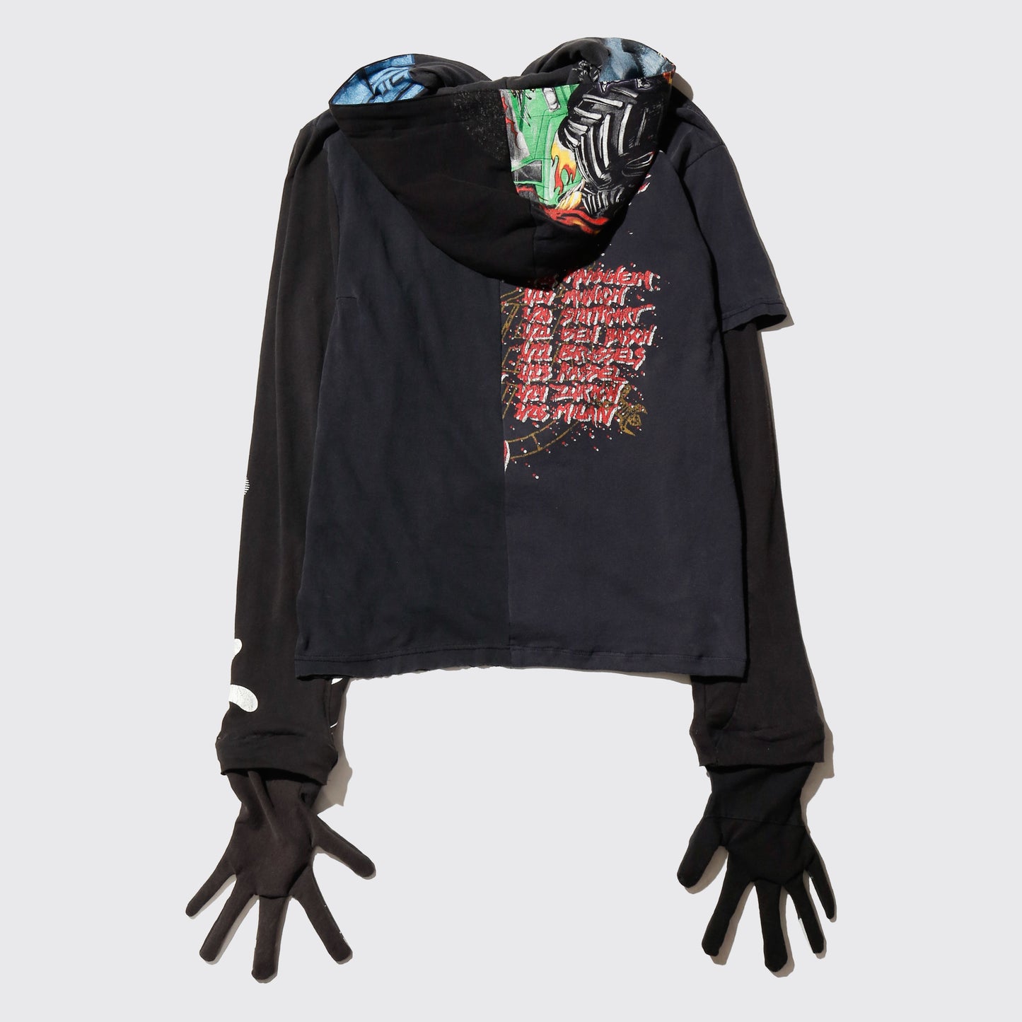 *one-off hybrid hooded cut sew, with detachable gloves