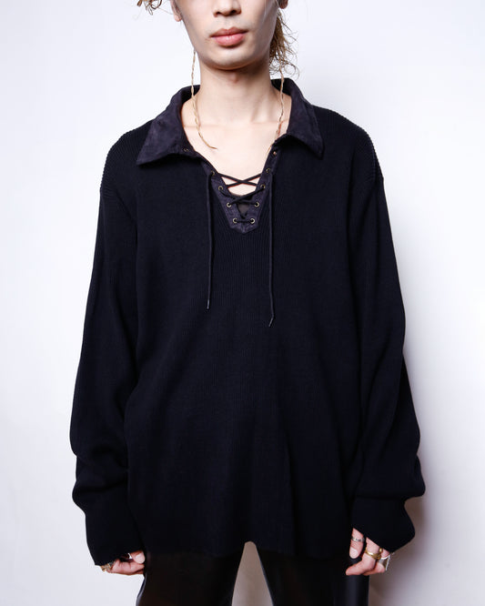 vintage lauren ralph lauren lace up sweater