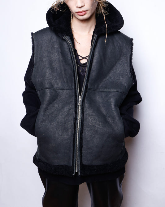 vintage shearling mouton vest