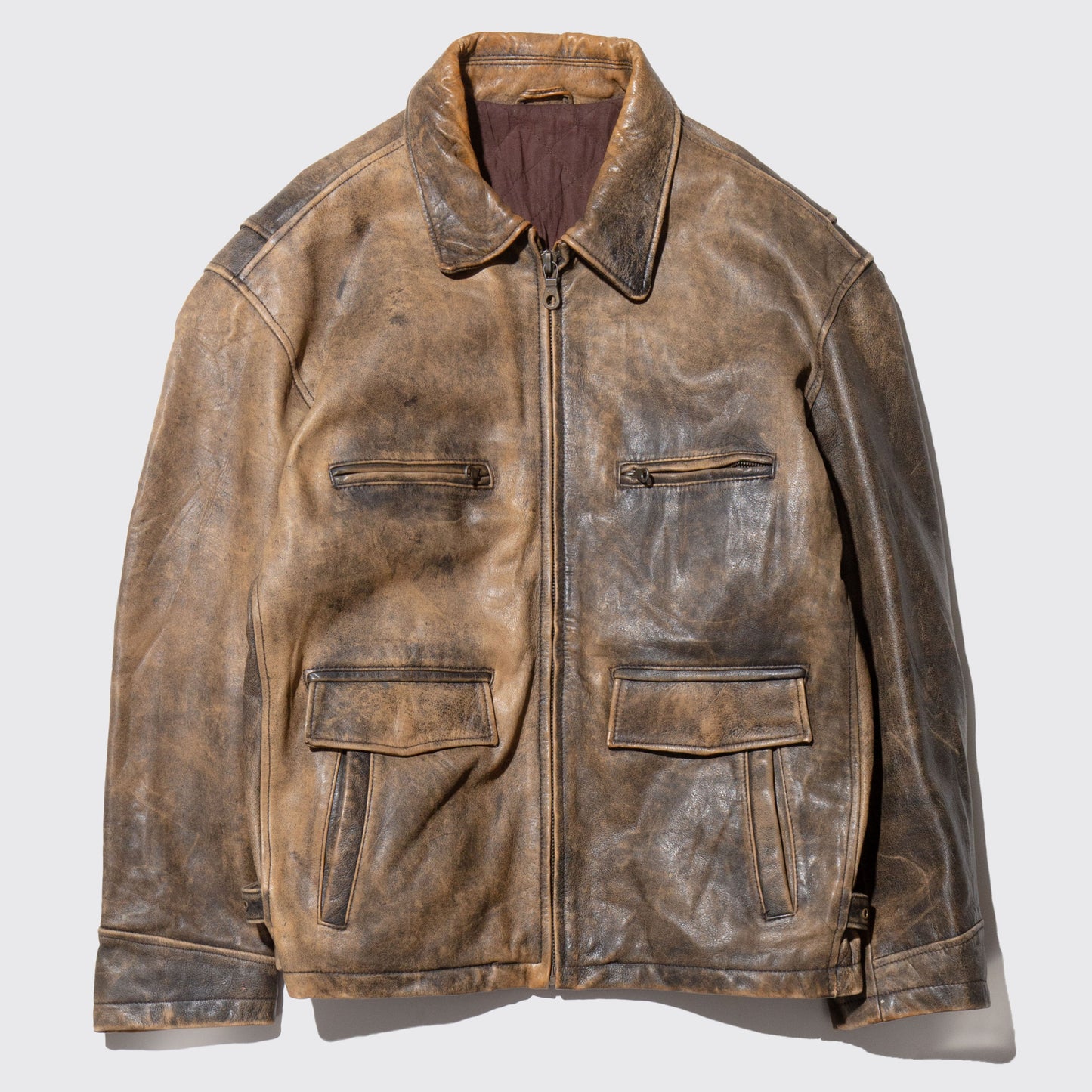 vintage faded 6p leather jacket