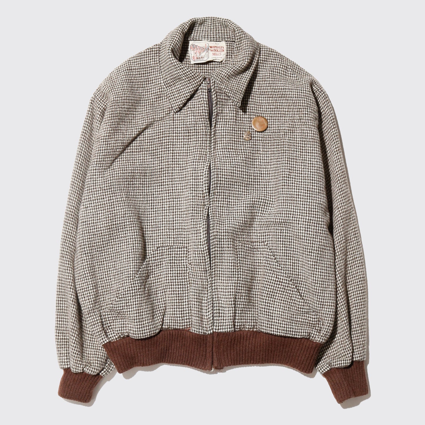 vintage herringbone wool jacket with copper badge