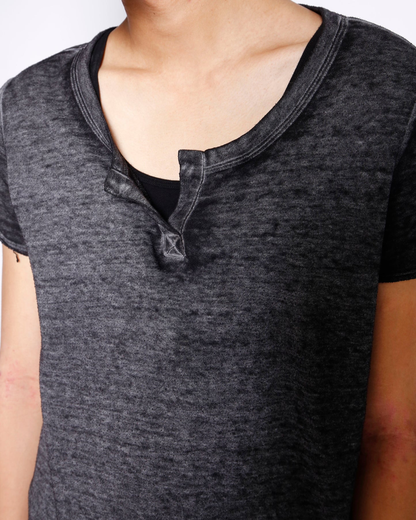 vintage calvin klein distressed henry neck t-shirt