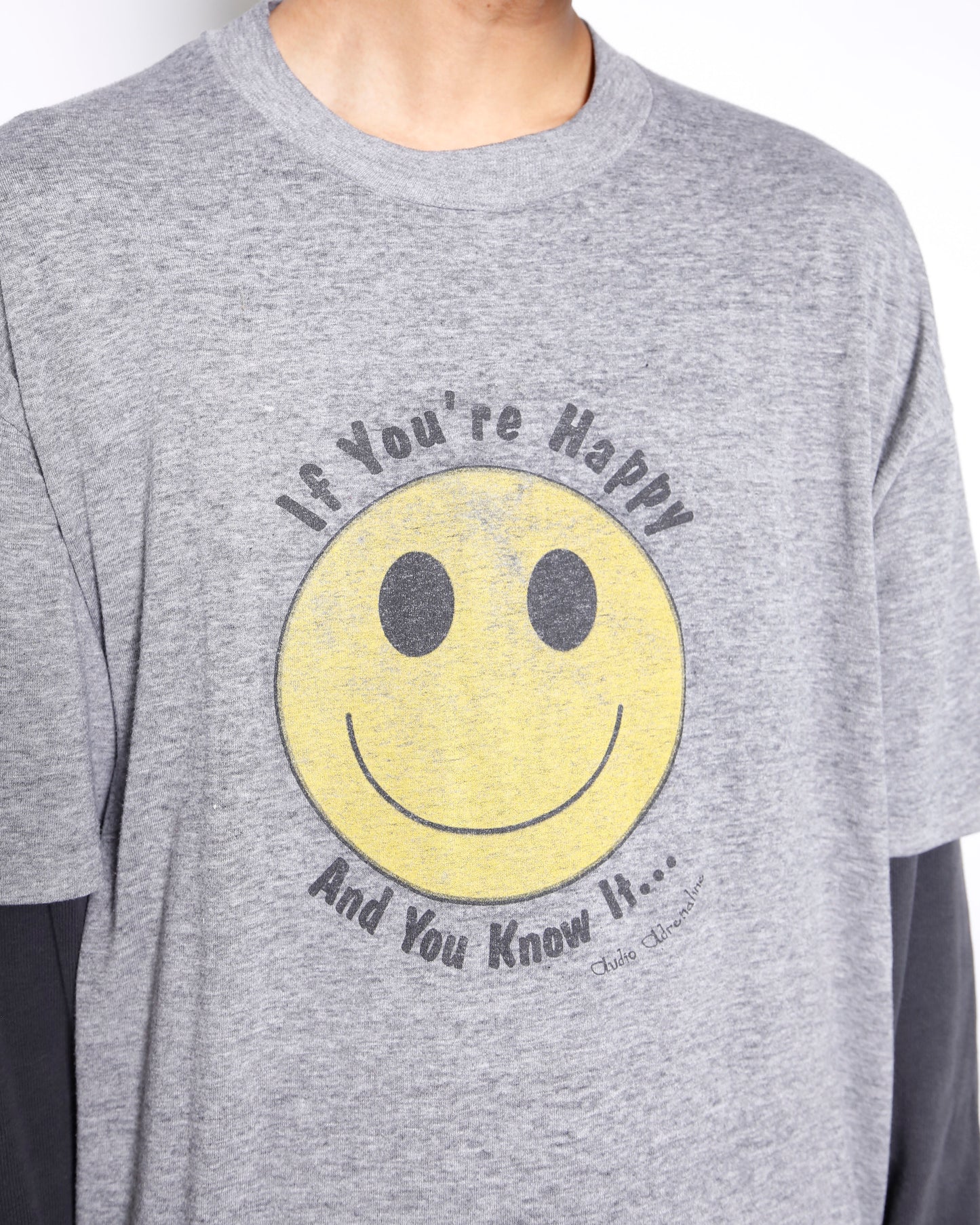 vintage 90's distressed smiley "if you're happy and you know it..." t-shirt
