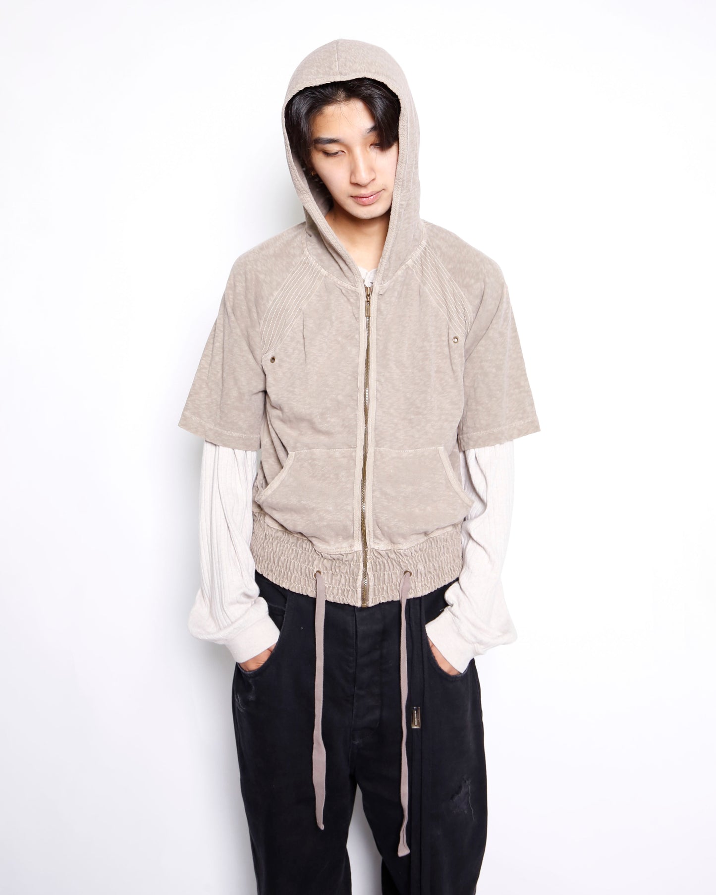 vintage donna karan ribbed h/s hoodie