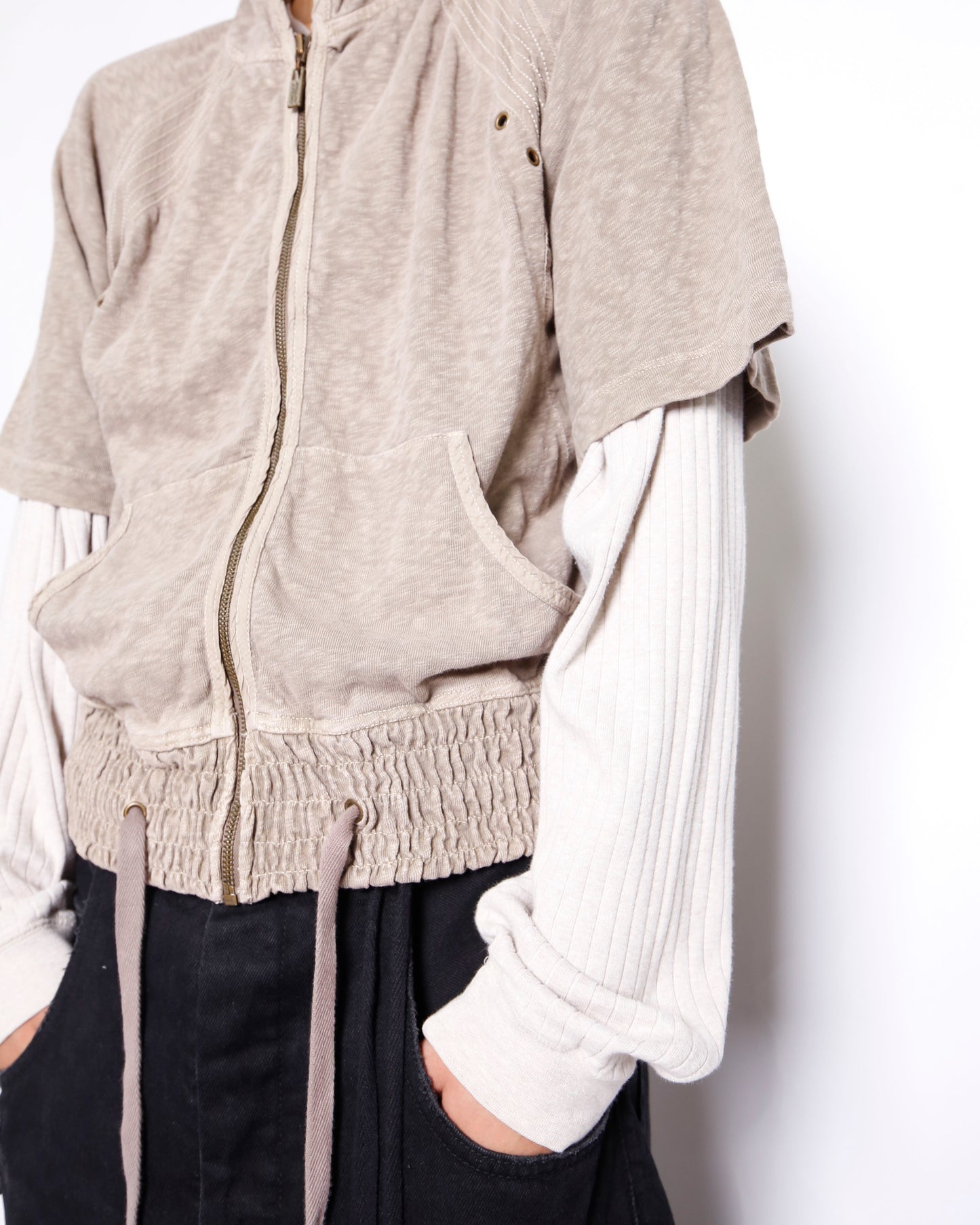 vintage donna karan ribbed h/s hoodie