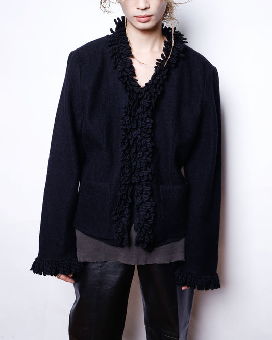 vintage fringe fulling wool jacket
