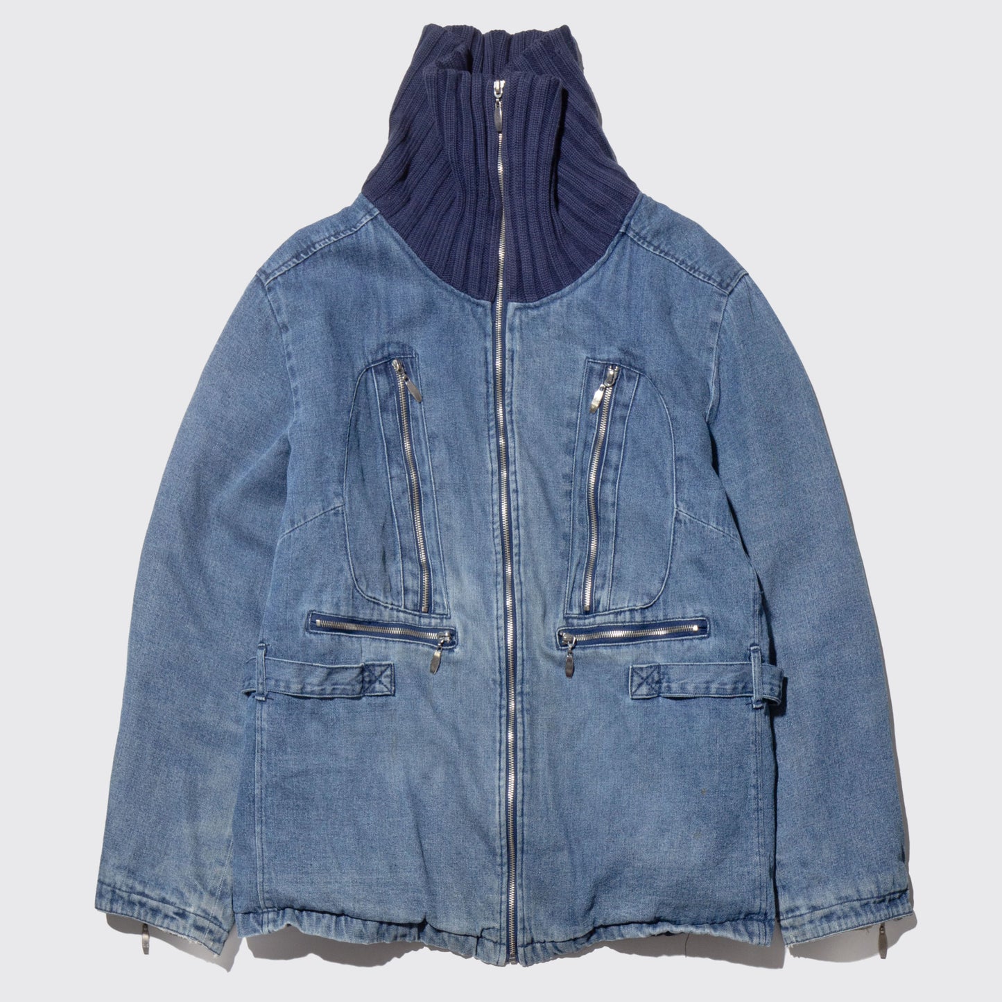 vintage high neck denim jacket