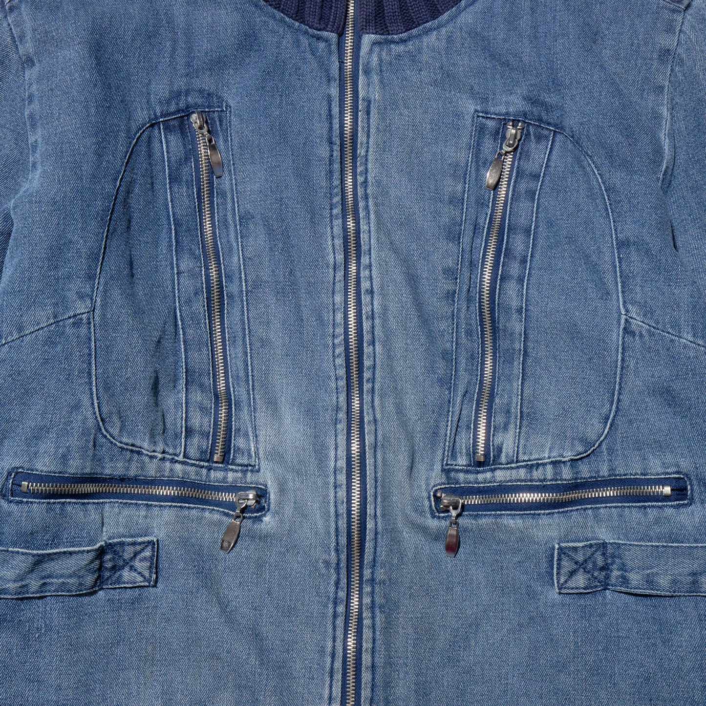 vintage high neck denim jacket