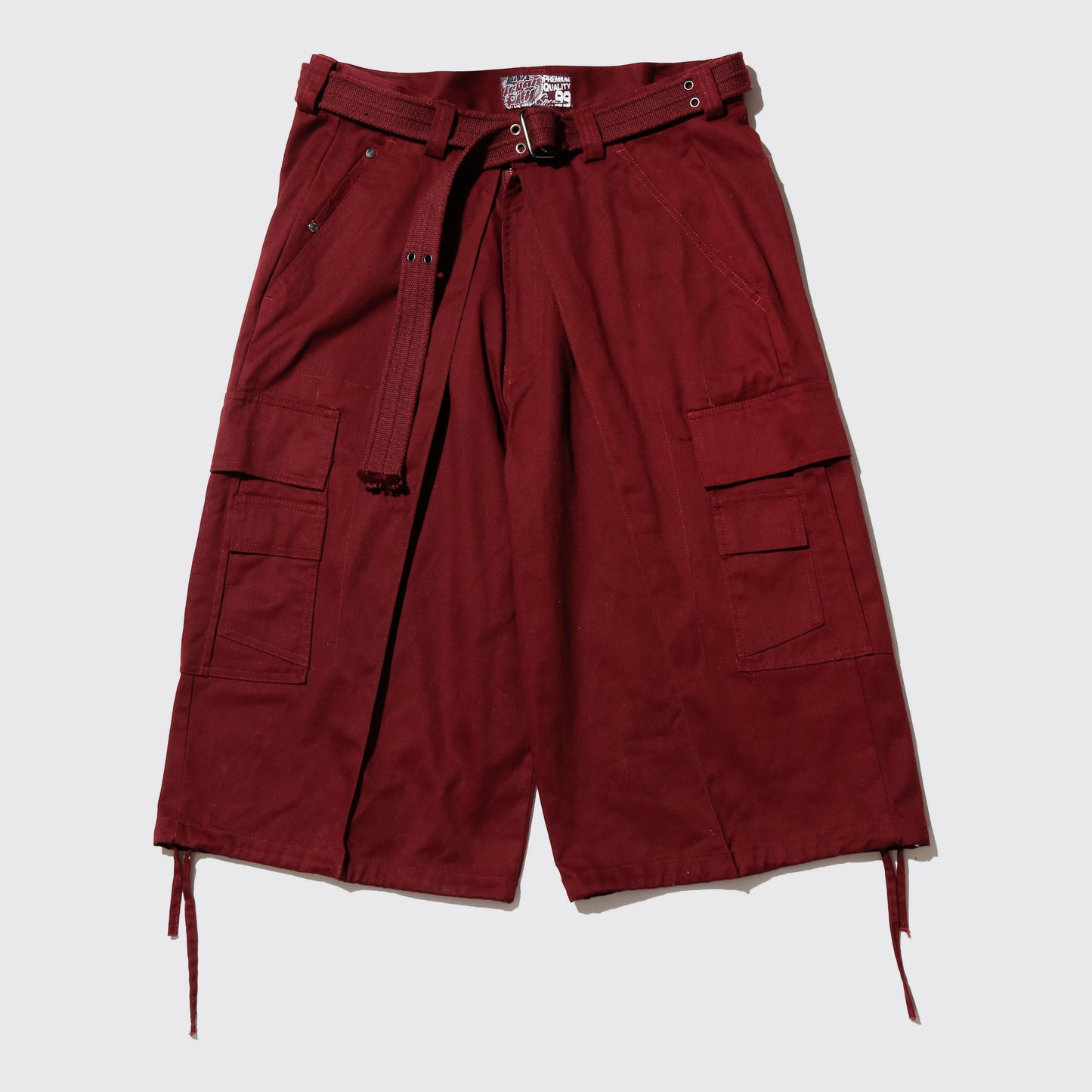 vintage belted center tuck cargo shorts