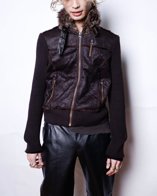 vintage faux fur mouton hybrid jacket