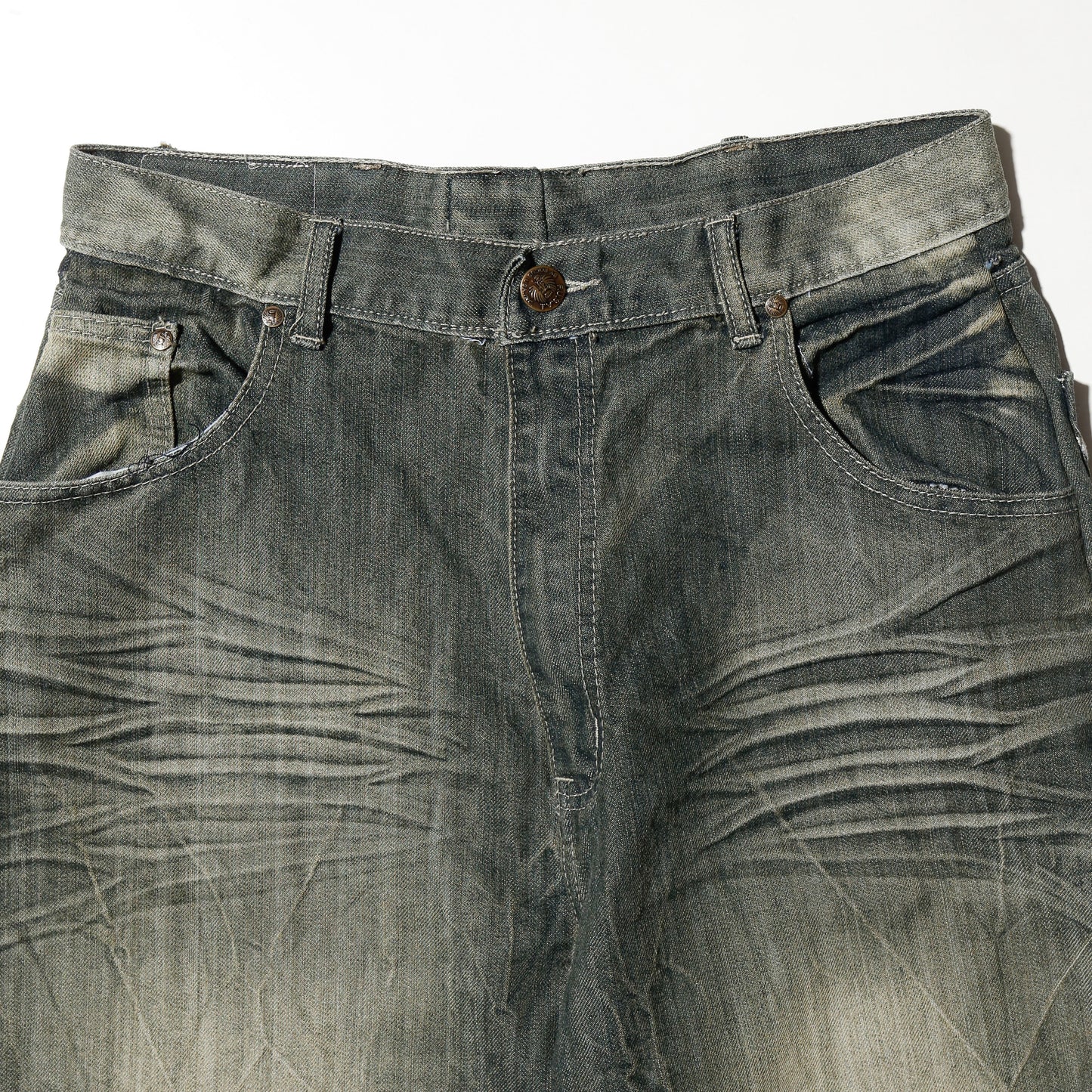 vintage faded wide denim shorts
