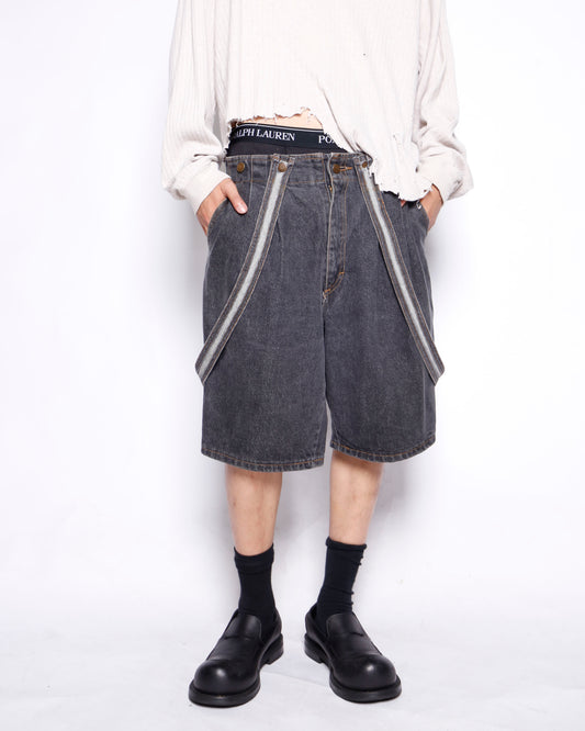 vintage suspend denim shorts
