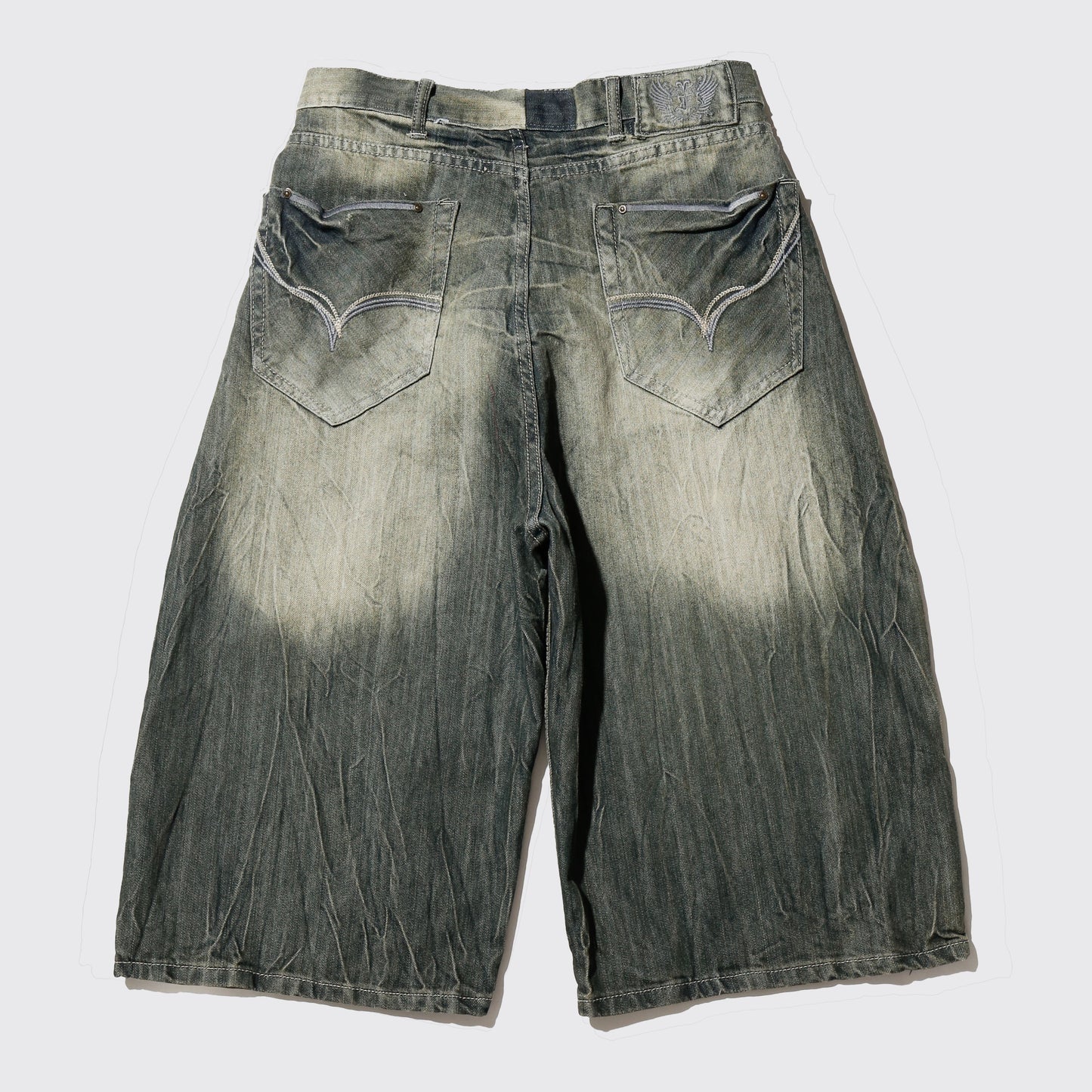 vintage faded wide denim shorts