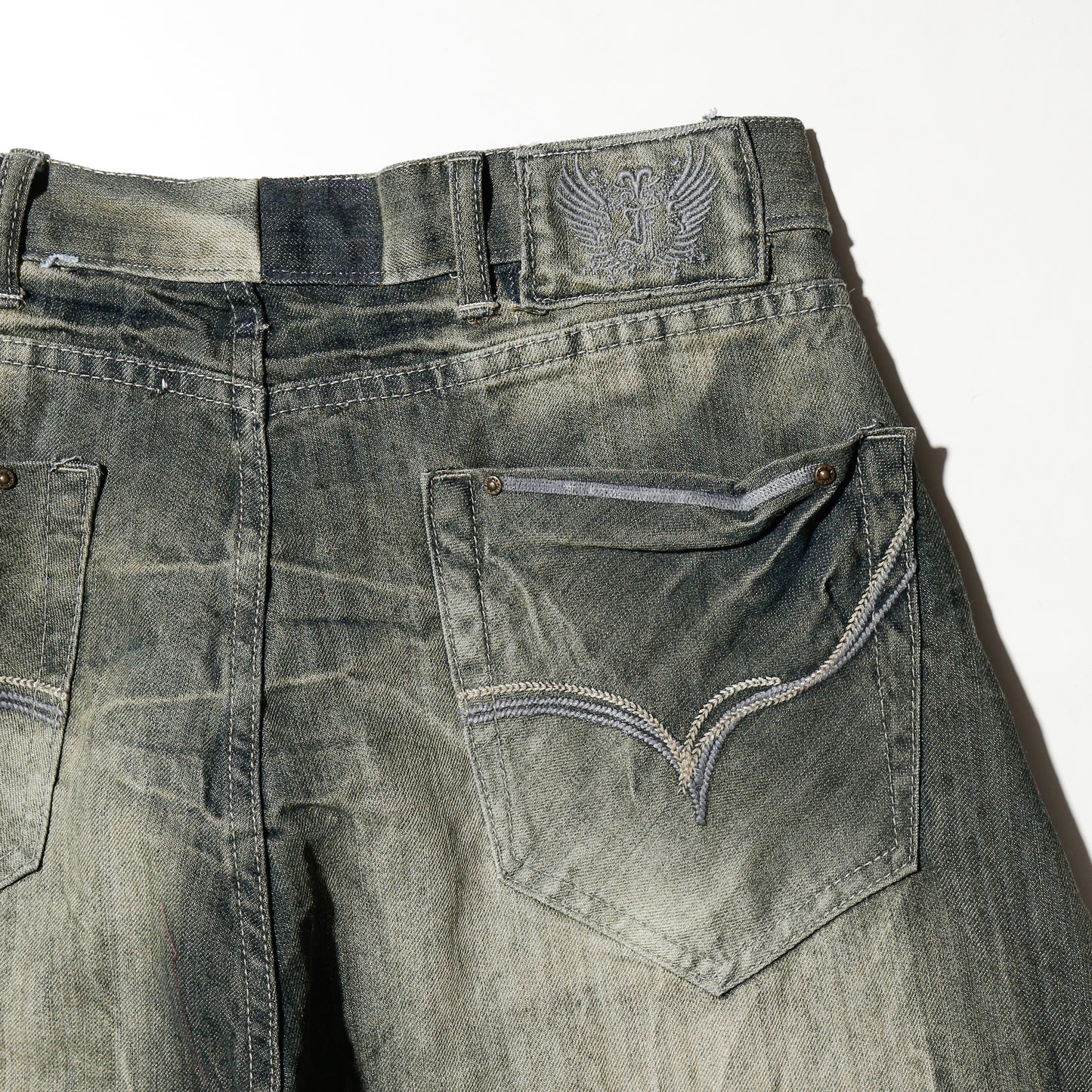 vintage faded wide denim shorts