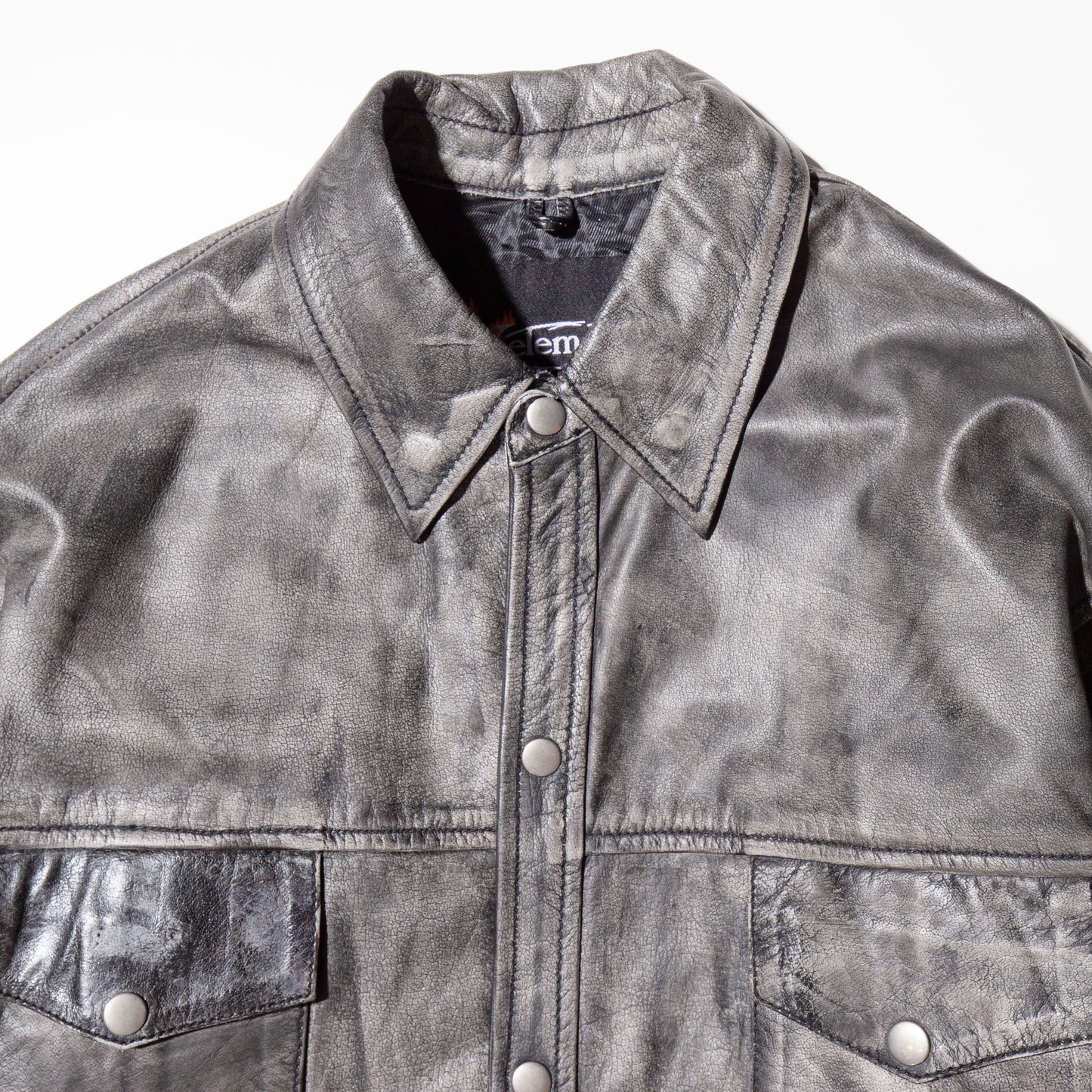 vintage loose acid leather jacket