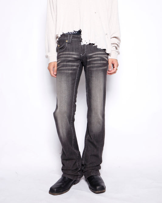 vintage akademiks low rise faded flare jeans