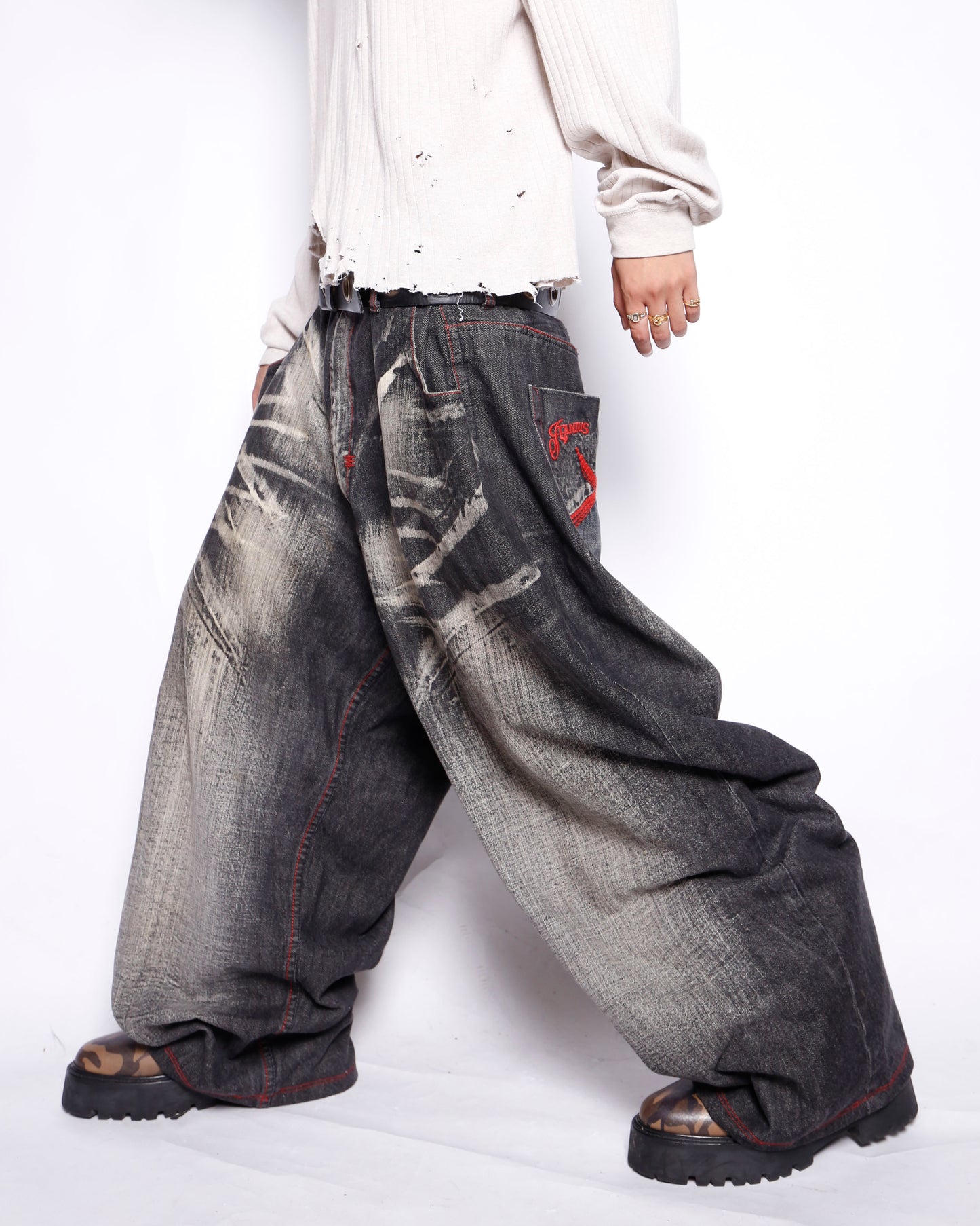 vintage akademiks distressed baggy jeans, *resized