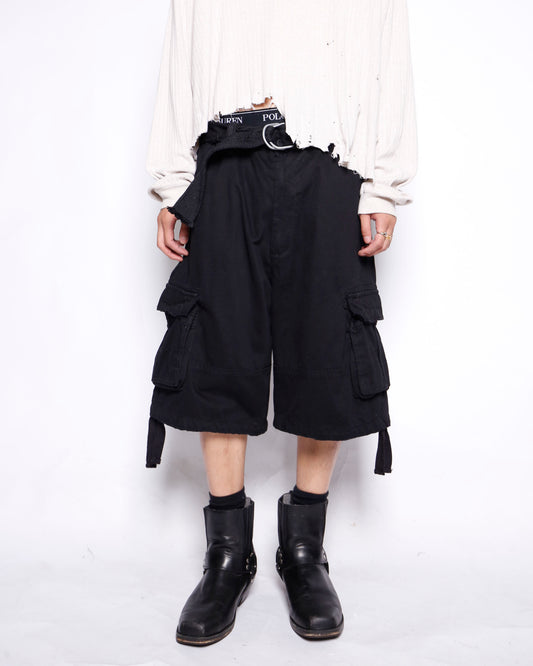 vintage belted wide cargo shorts