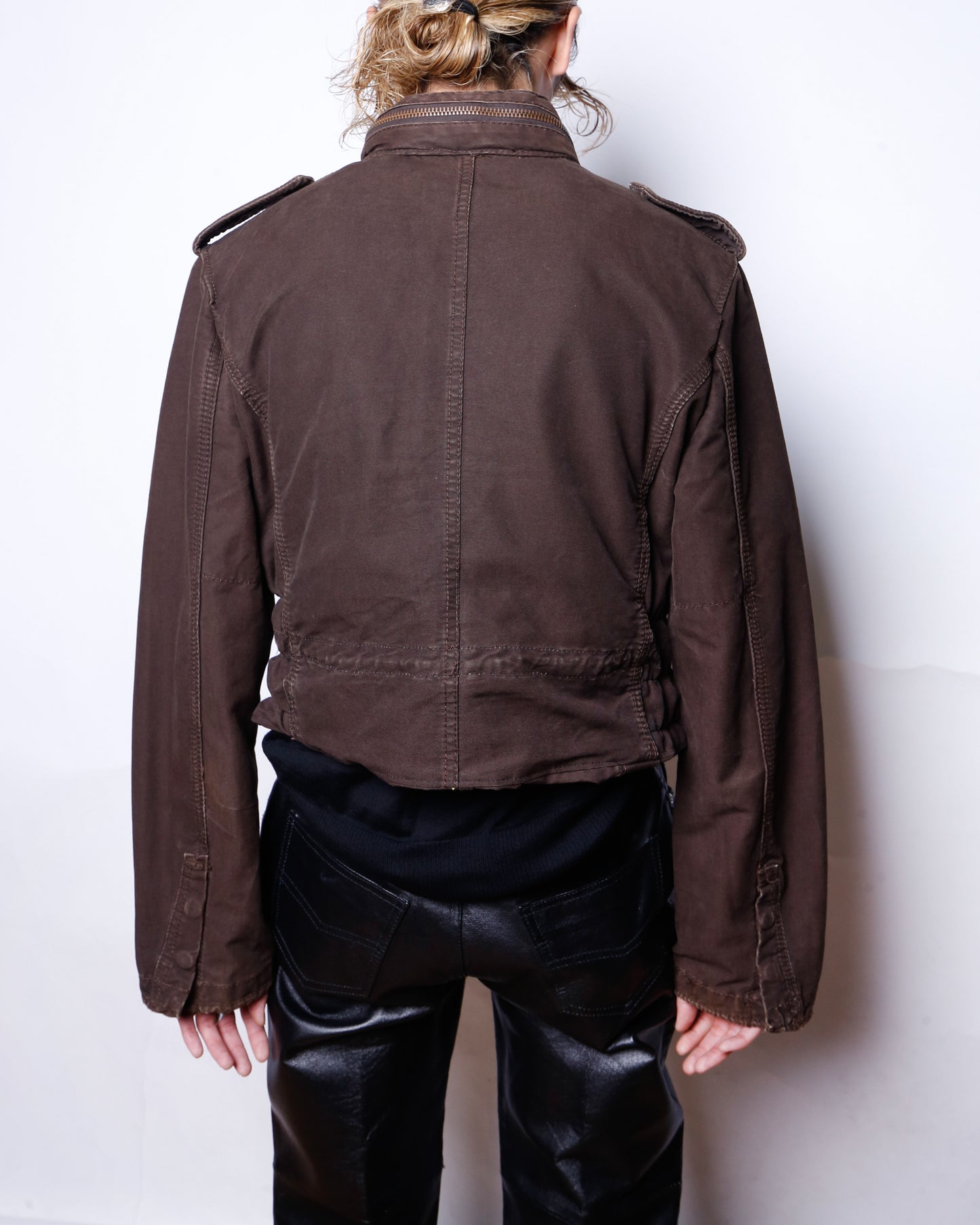 vintage stripe tucked wide slacks