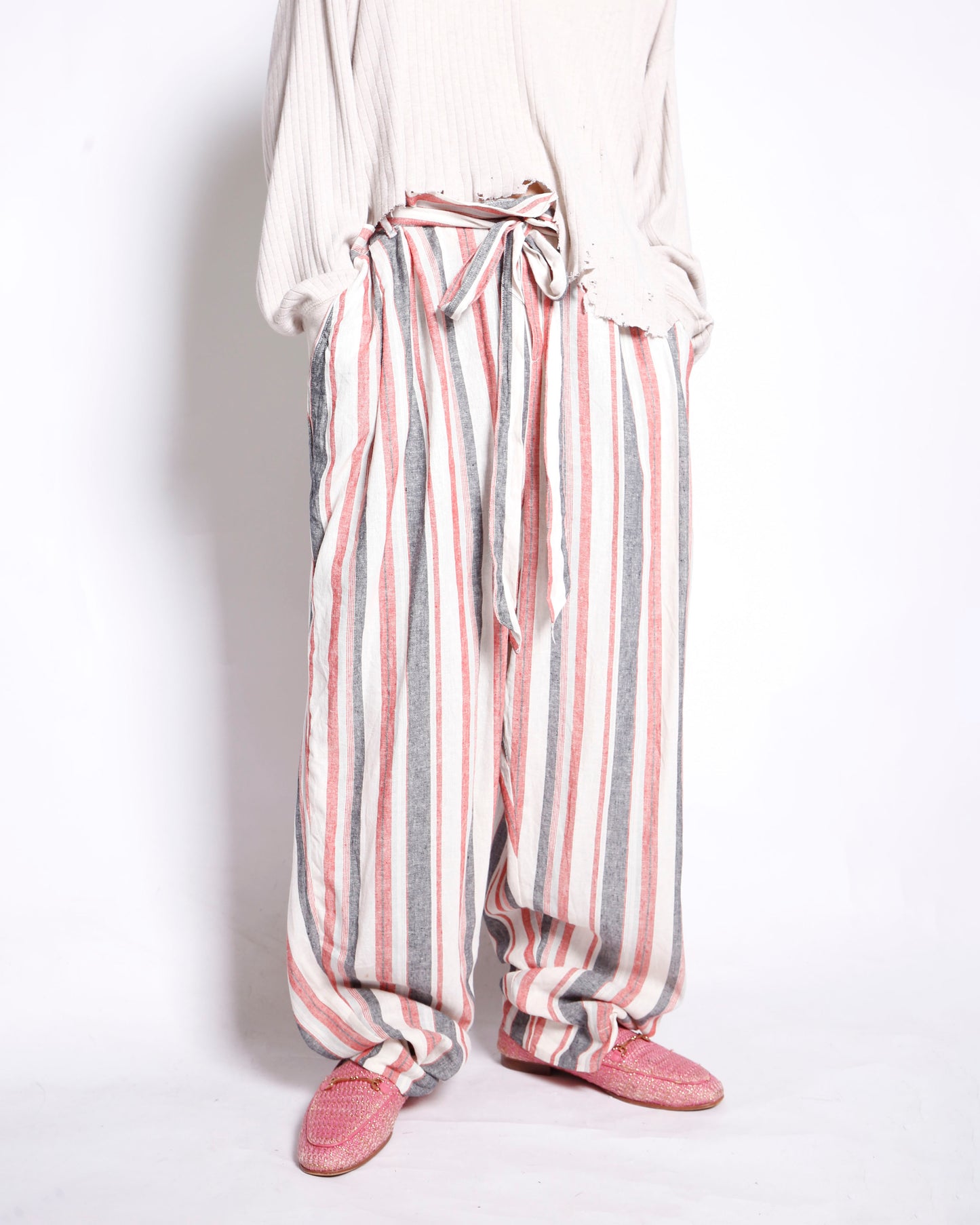 vintage drawstring stripe lounge pants