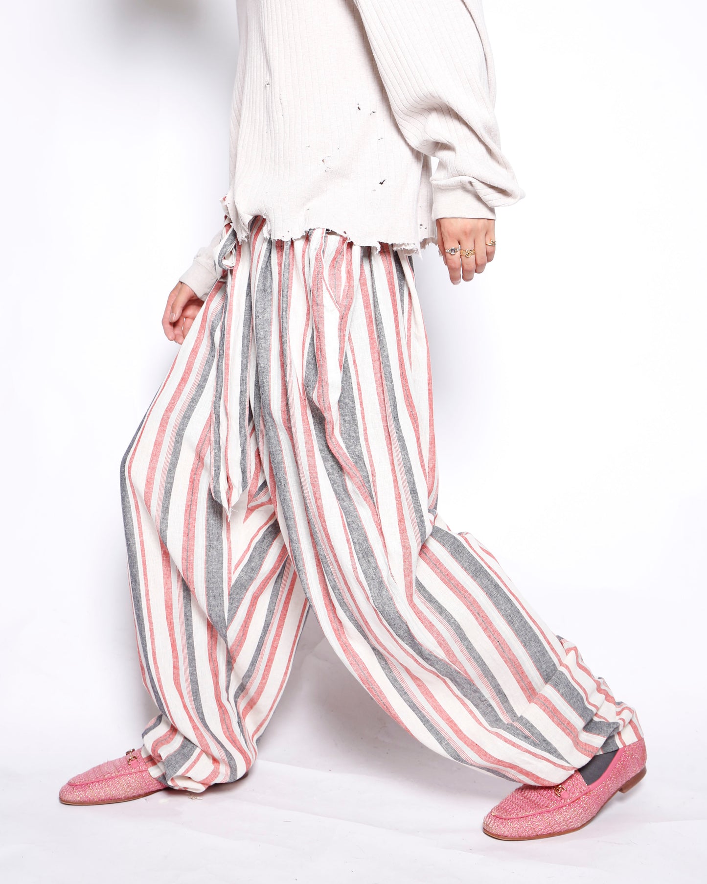 vintage drawstring stripe lounge pants