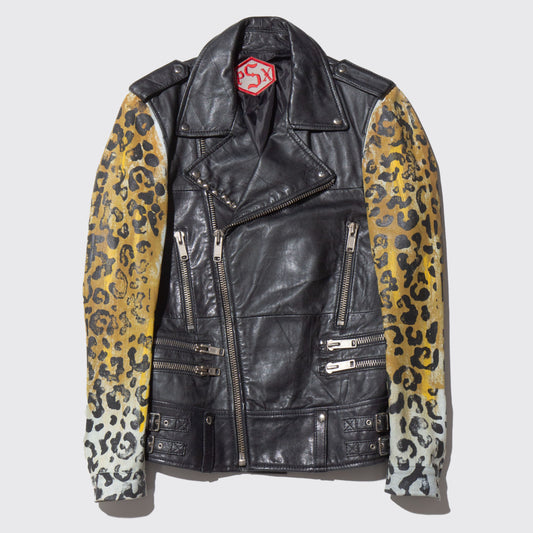 vintage animal sleeve leather riders jacket