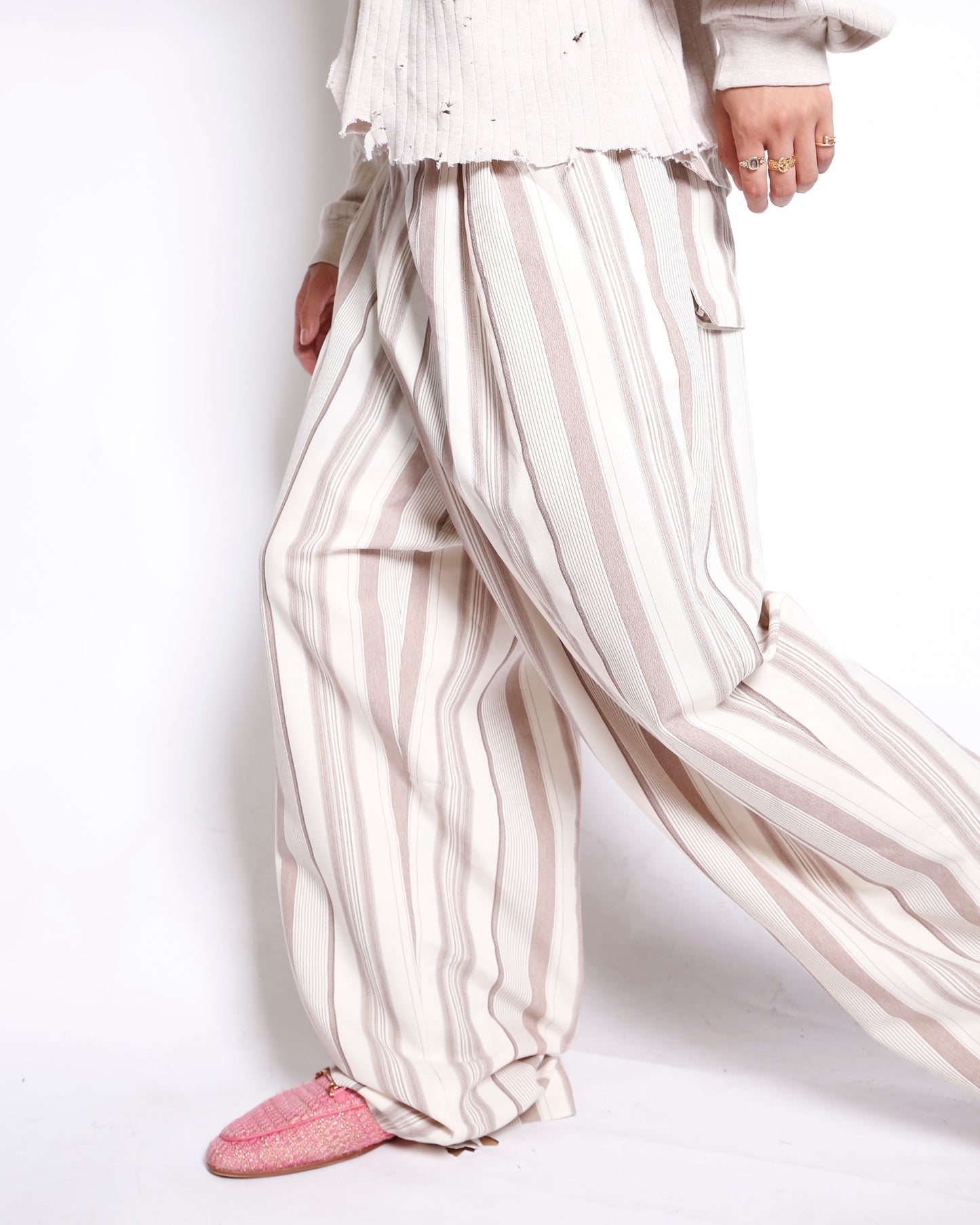 vintage stripe wide slacks, *resized