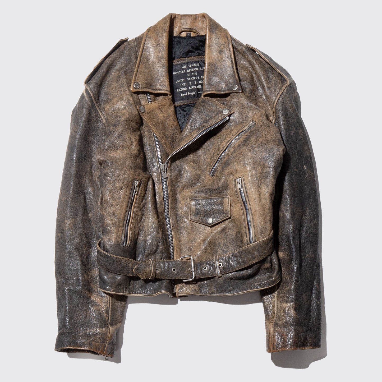 vintage faded leather riders jacket