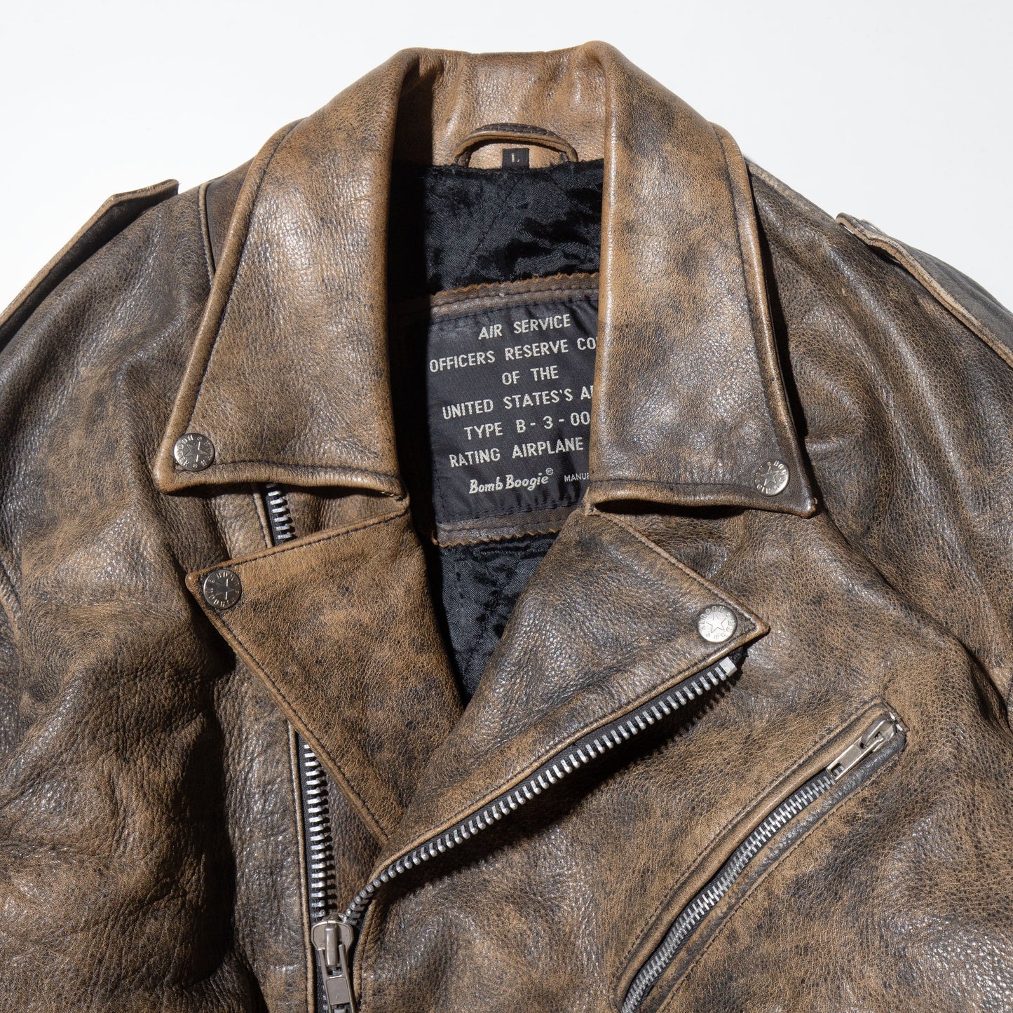 vintage faded leather riders jacket