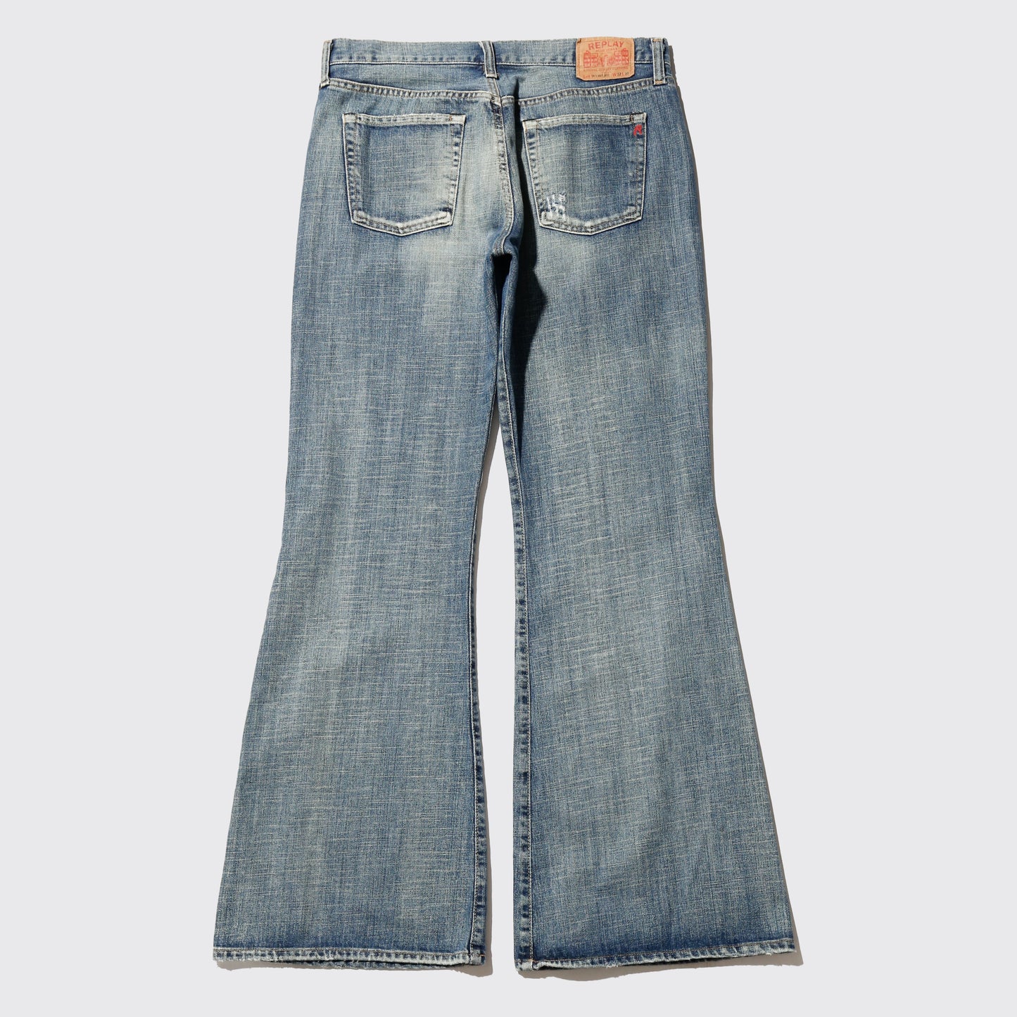 vintage aging low rised flare jeans