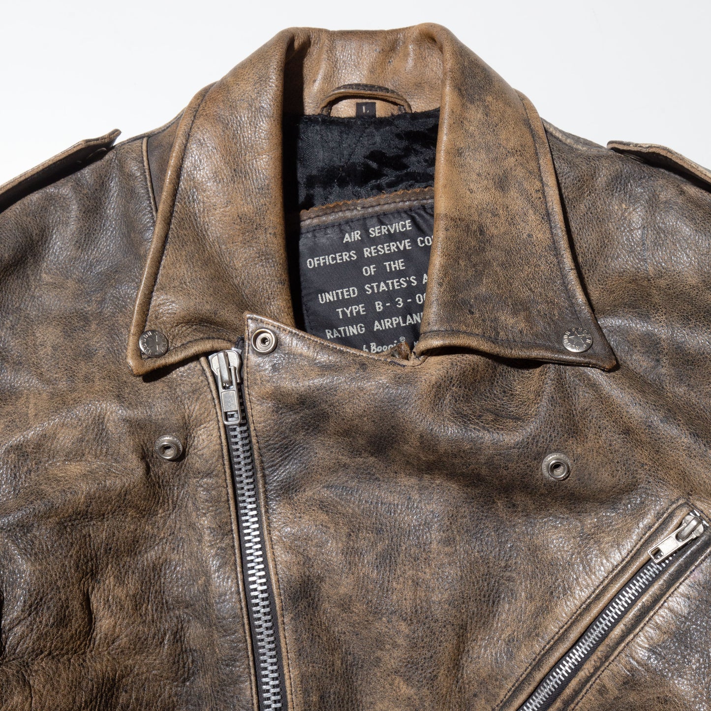 vintage faded leather riders jacket