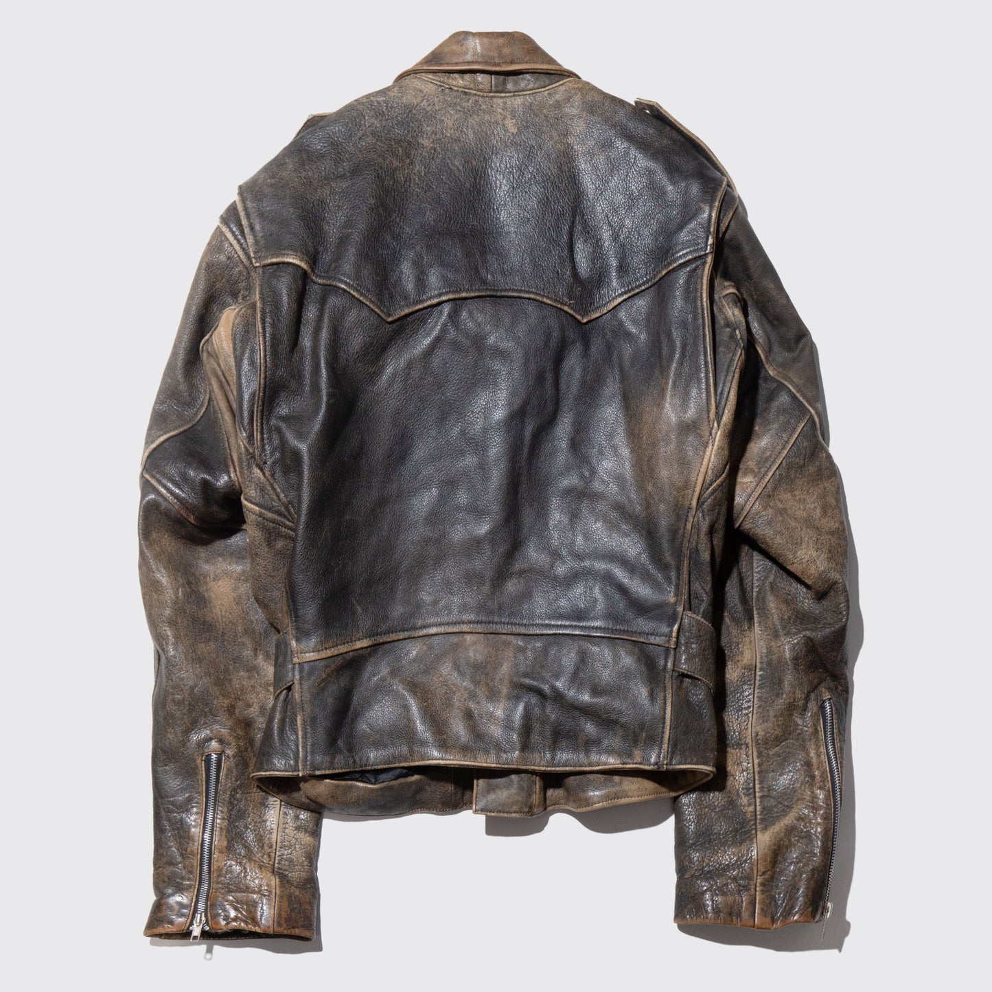 vintage faded leather riders jacket