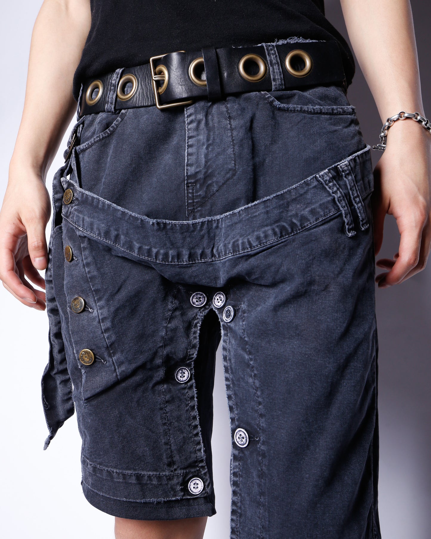 vintage slash asymmetry trousers