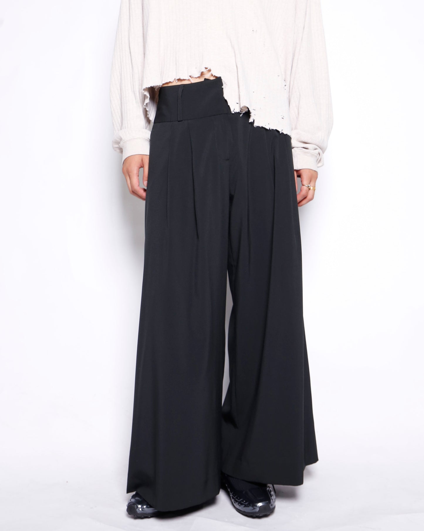 vintage tucked flare wide slacks
