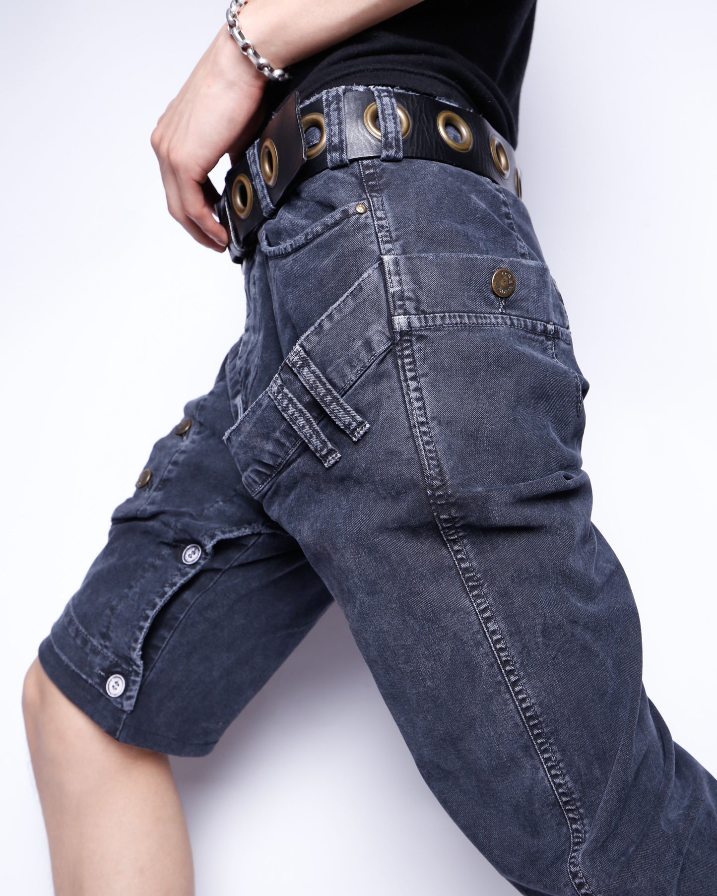 vintage slash asymmetry trousers