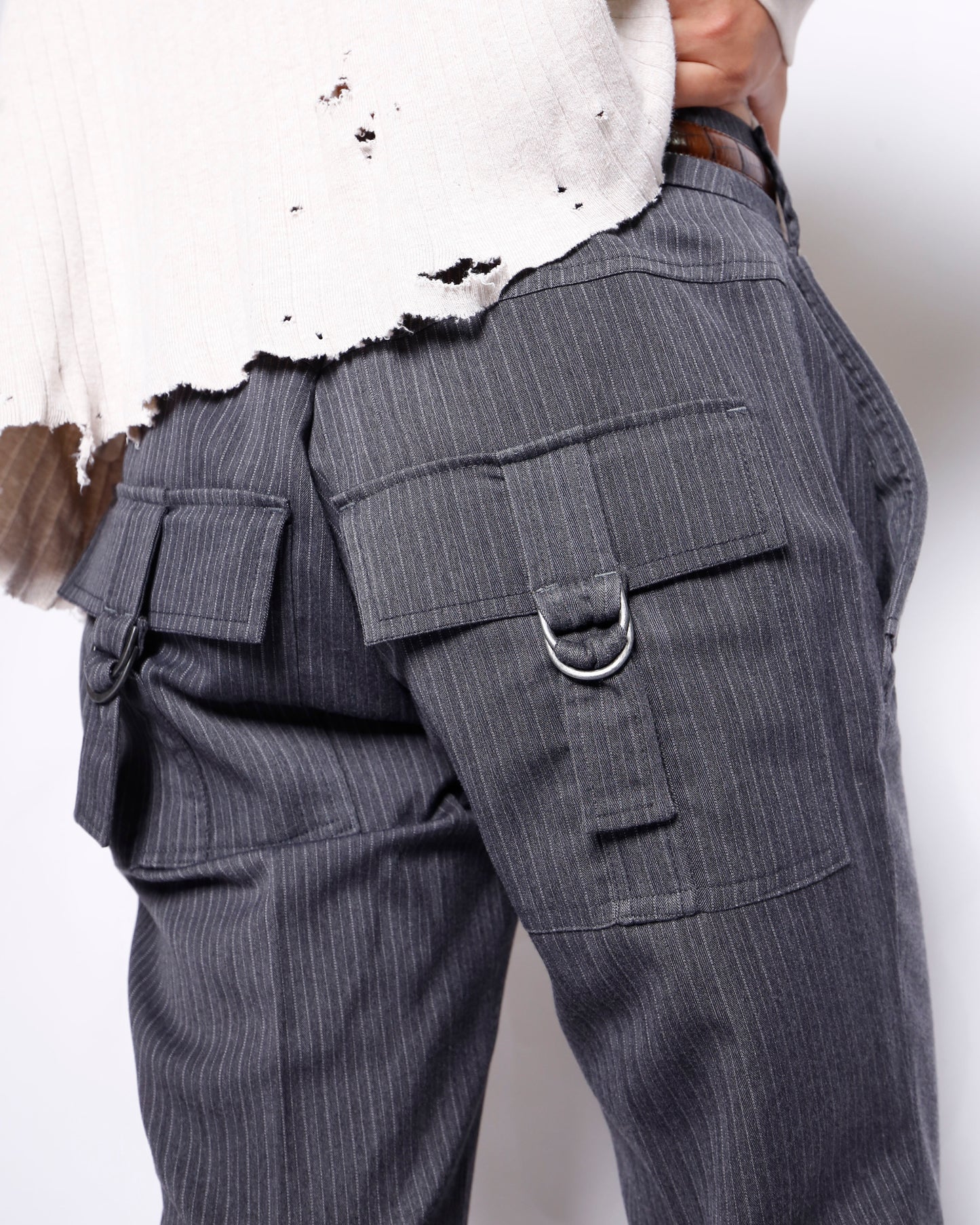 vintage low rise stripe flare slacks