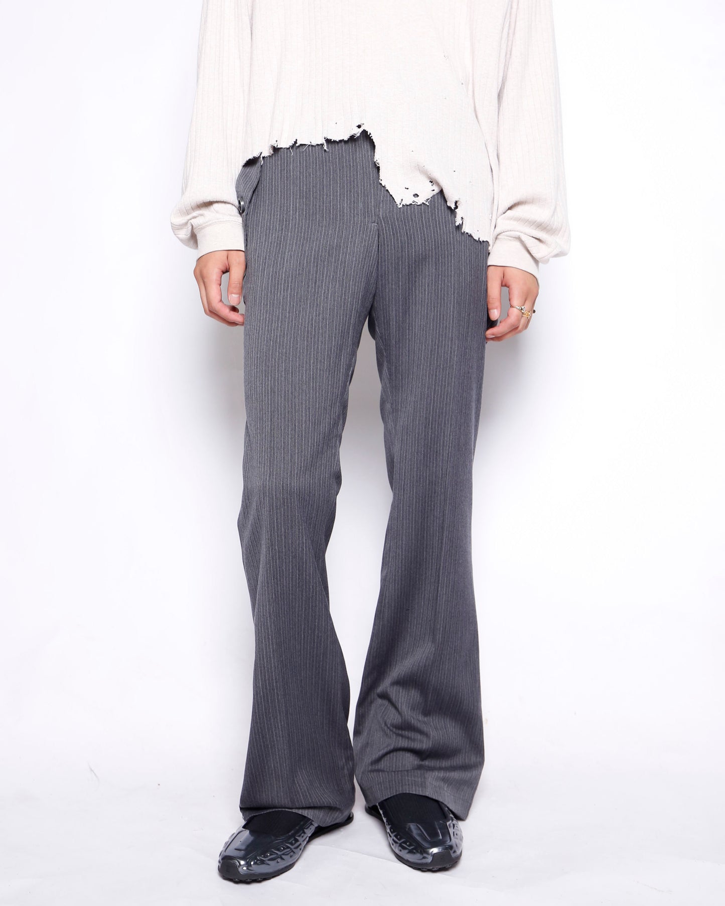 vintage low rise stripe flare slacks