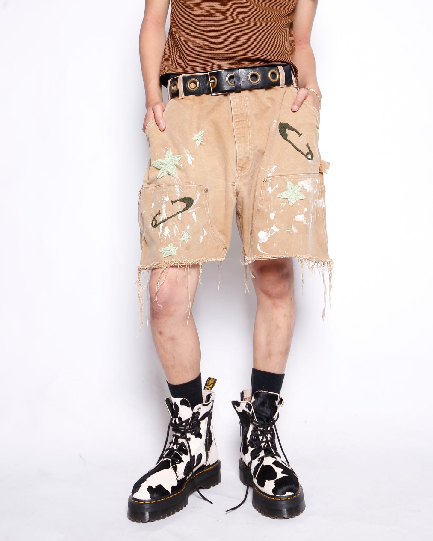 *one-off craft double knee shorts, *cut off