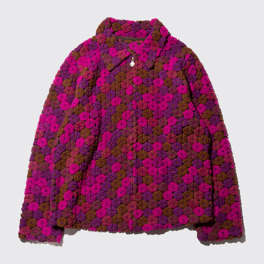vintage flower boa zipped jacket