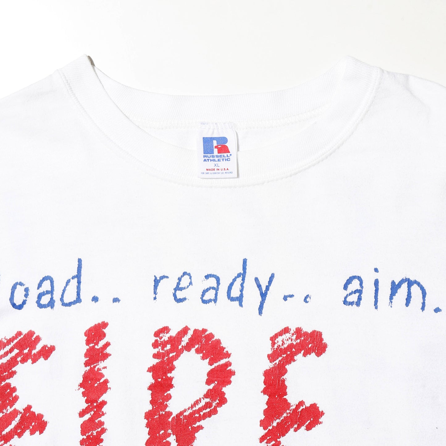 vintage 90's “load.. ready.. aim.. FIRE…” greek life t-shirt