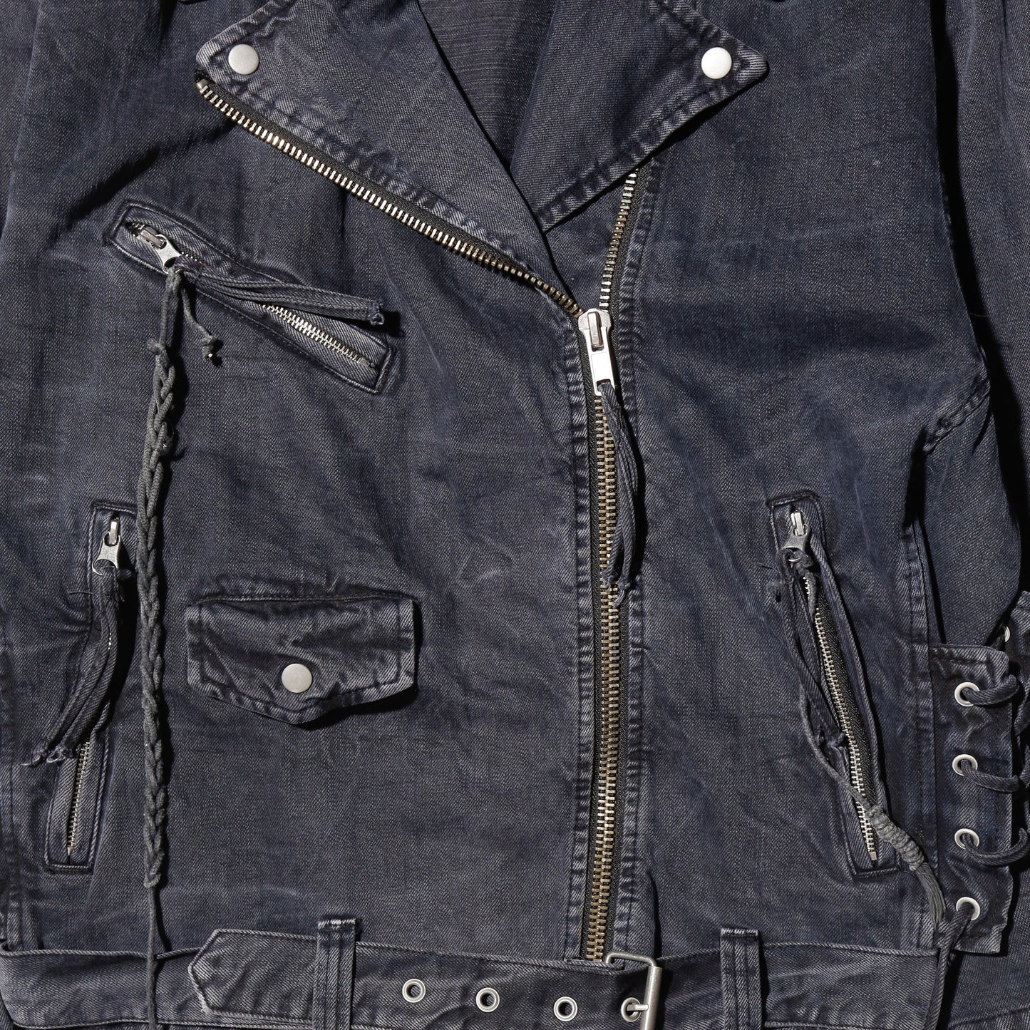 vintage braids lace up denim riders jacket