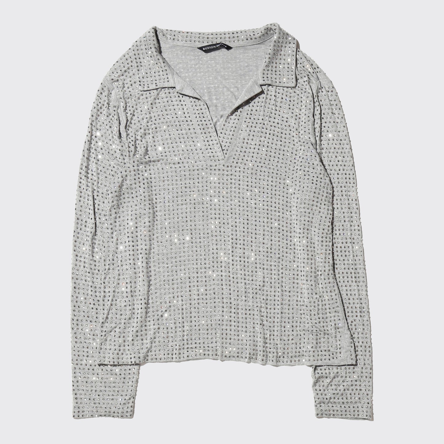 vintage shiny cotton polo l/s