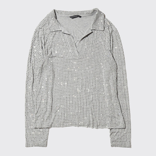 vintage shiny cotton polo l/s