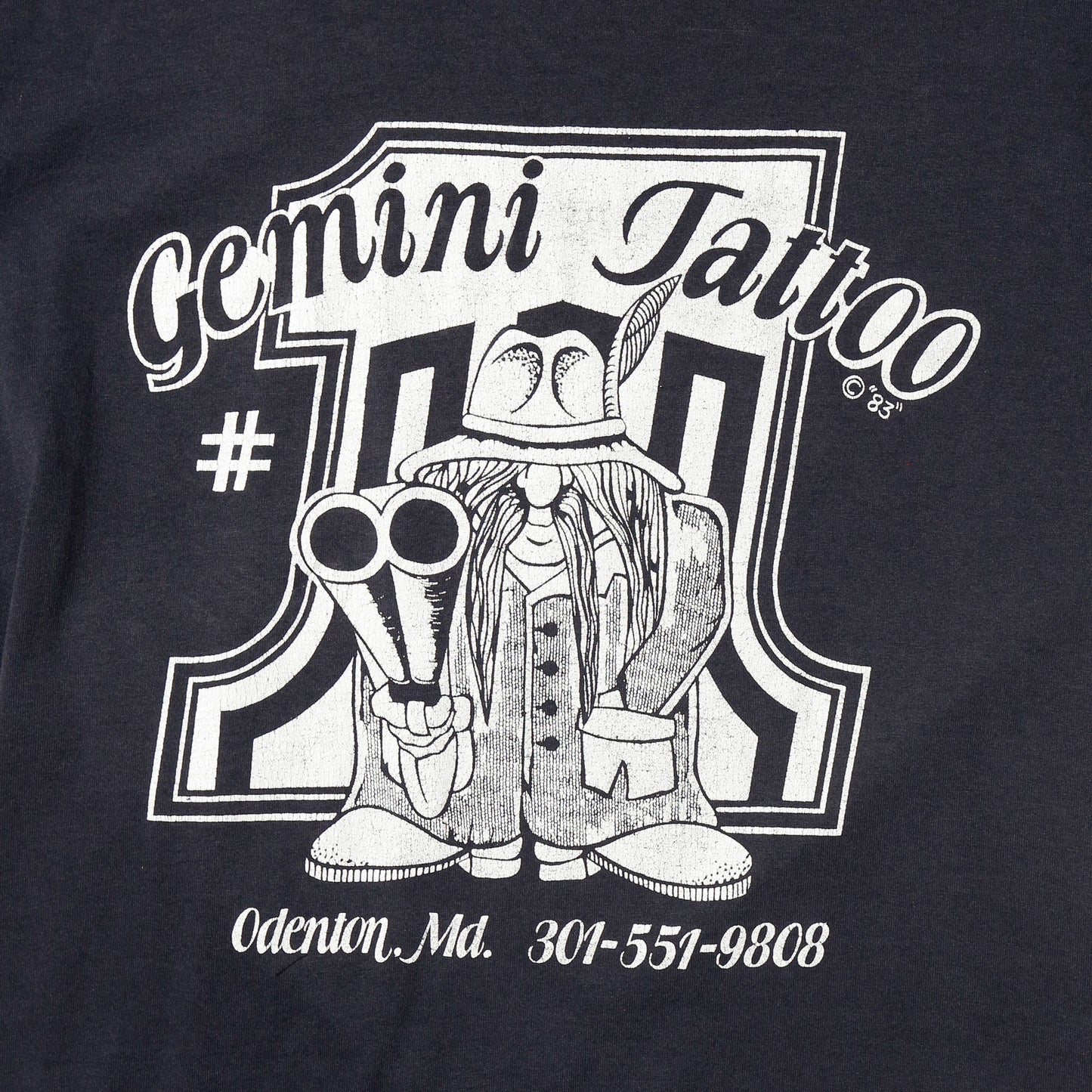 vintage 80's gemini tatoo studio t-shirt