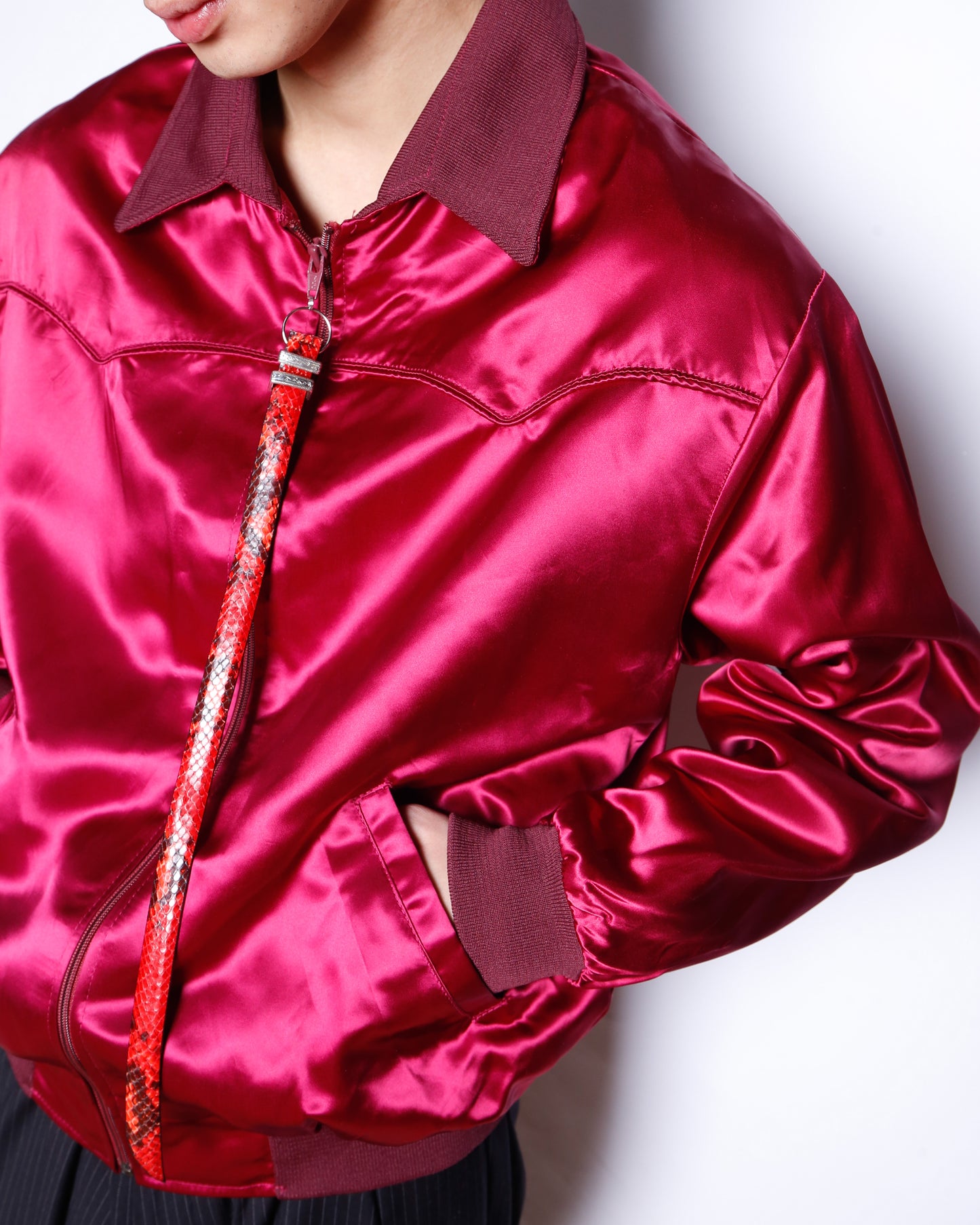 vintage python charm satin jacket