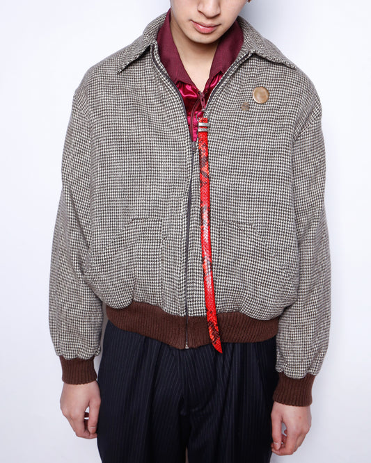 vintage herringbone wool jacket with copper badge