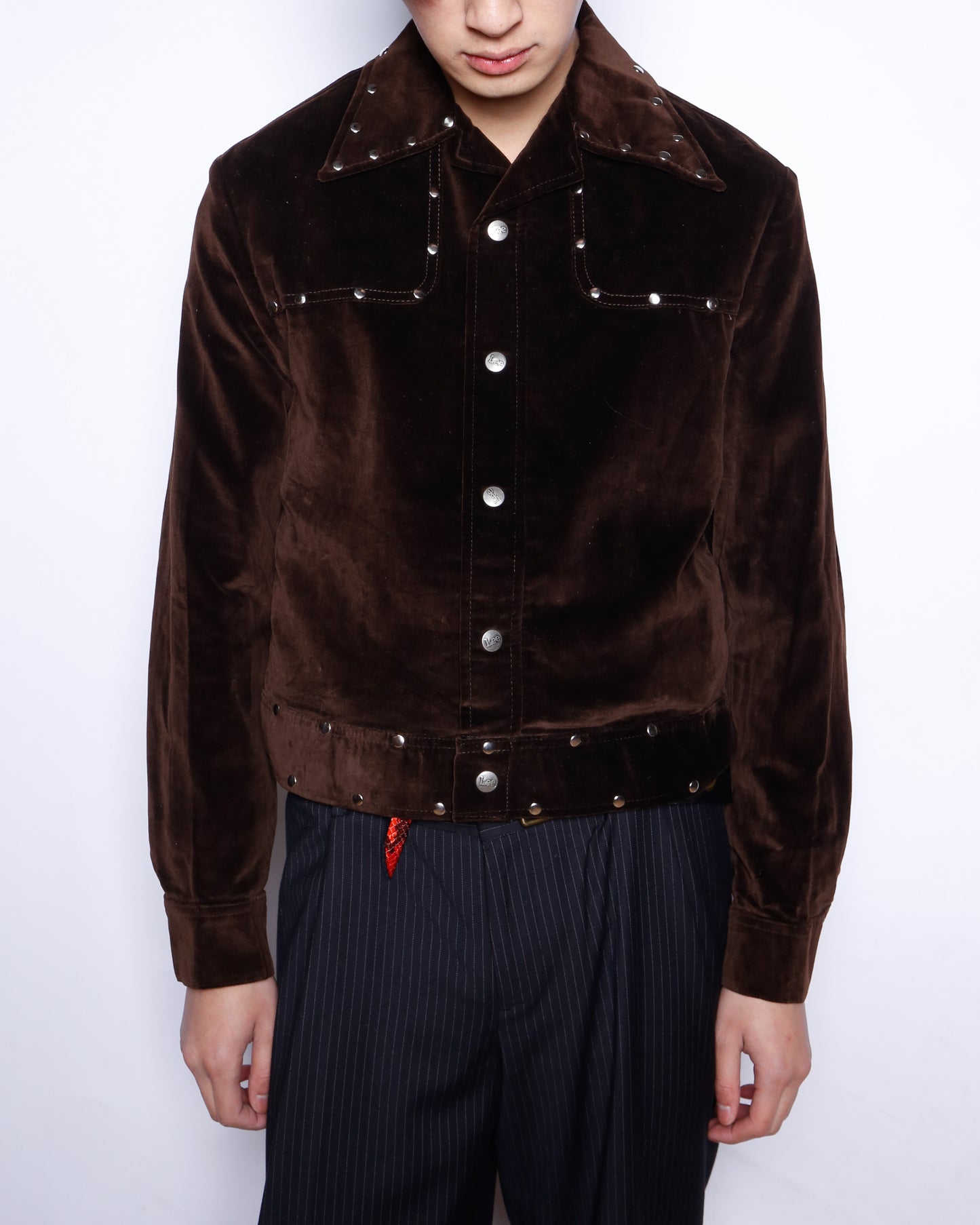 vintage 70's lee studs velvet trucker jacket